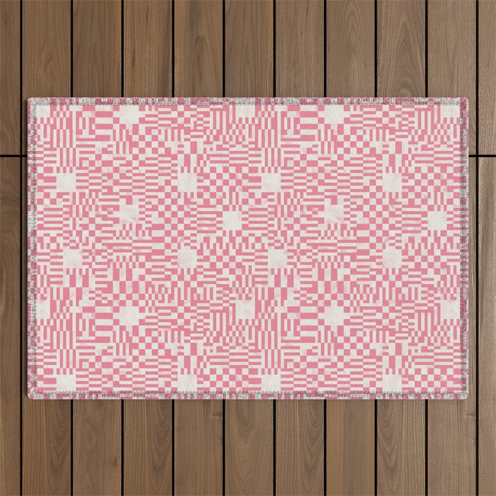 Checkered Pink Matrix Outdoor Rug Gallery Image 1