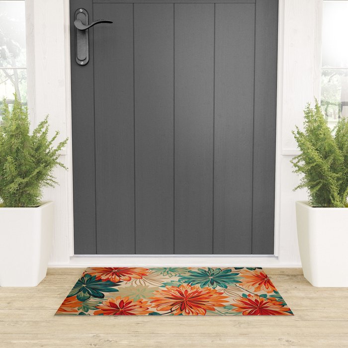Floral Summer in Vibrant Blooms Welcome Mat Gallery Image 3