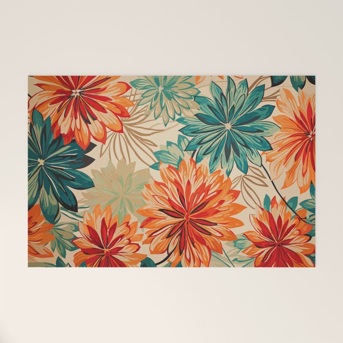 Floral Summer in Vibrant Blooms Welcome Mat Gallery Image 1