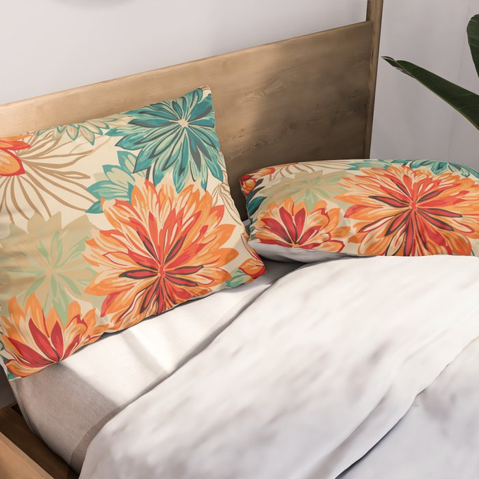 Floral Summer in Vibrant Blooms Pillow Sham Gallery Image 2