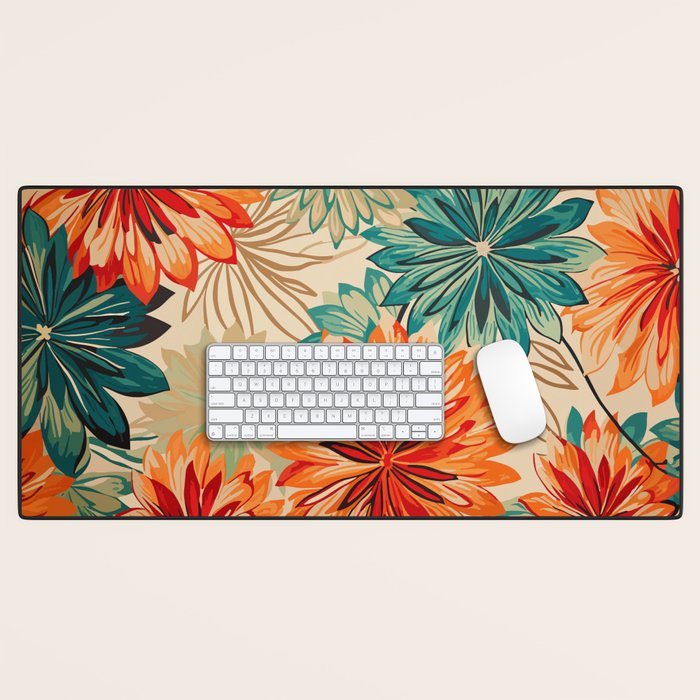 Floral Summer in Vibrant Blooms Desk Mat Gallery Image 1