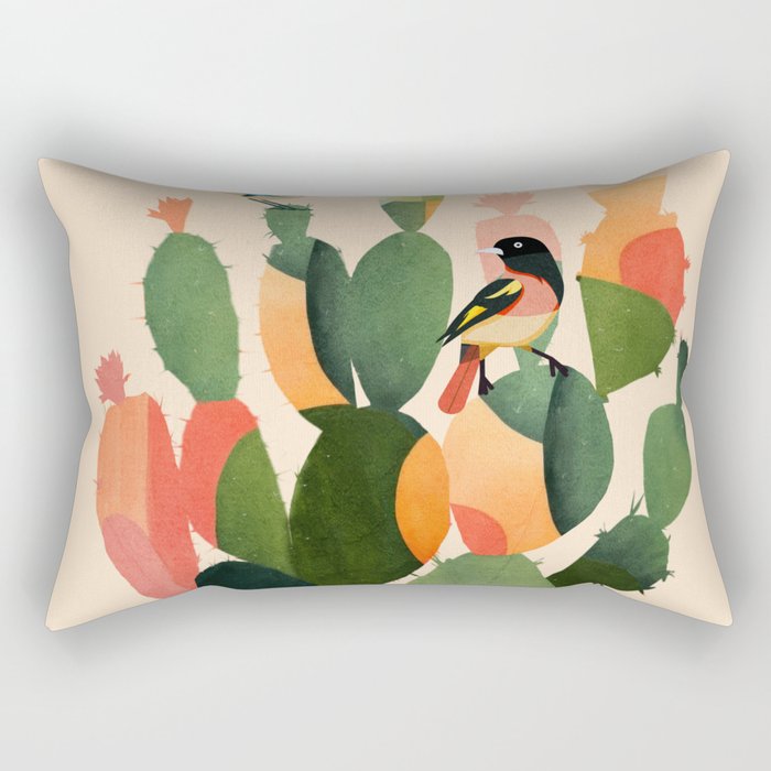 Cactus & Birds 1 Rectangular Pillow Gallery Image 1