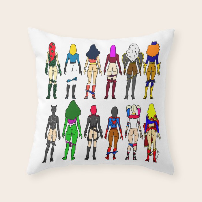 Superhero Butts - Girls Superheroine Butts LV Throw Pillow Gallery Image 6