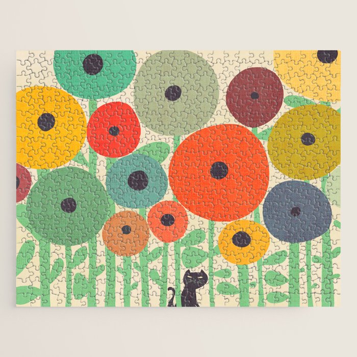 Cat in flower garden Jigsaw Puzzle Gallery Image 1