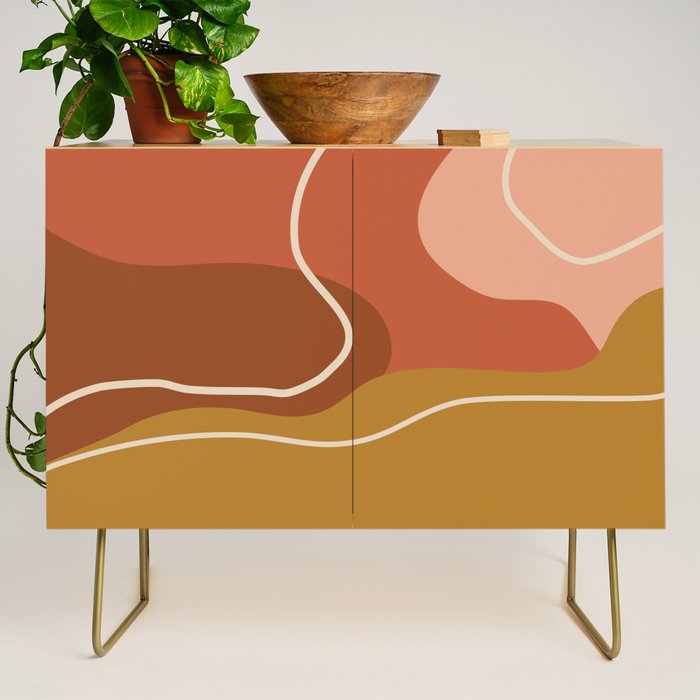 Abstract Organic Shapes in Zen Desert Color  Credenza Gallery Image 1