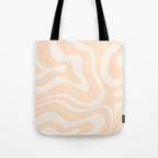 Retro Modern Liquid Swirl Abstract Pattern Square in Soft Pale Peach  Tote Bag Gallery Image 1
