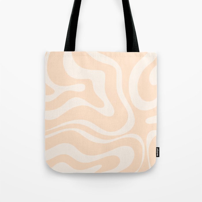 Retro Modern Liquid Swirl Abstract Pattern Square in Soft Pale Peach  Tote Bag Gallery Image 1