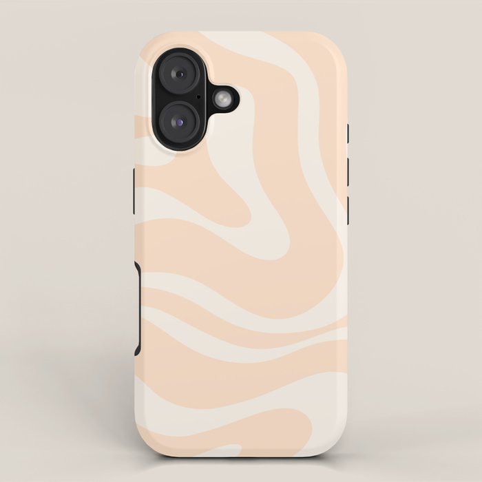 Retro Modern Liquid Swirl Abstract Pattern Square in Soft Pale Peach  iPhone Case Gallery Image 1