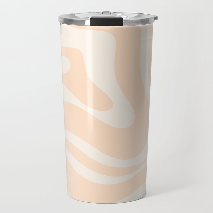 Retro Modern Liquid Swirl Abstract Pattern Square in Soft Pale Peach  Travel Mug Gallery Image 1