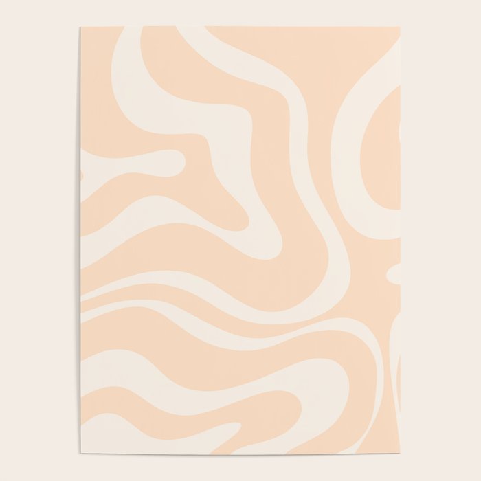 Retro Modern Liquid Swirl Abstract Pattern Square in Soft Pale Peach  Poster Gallery Image 1