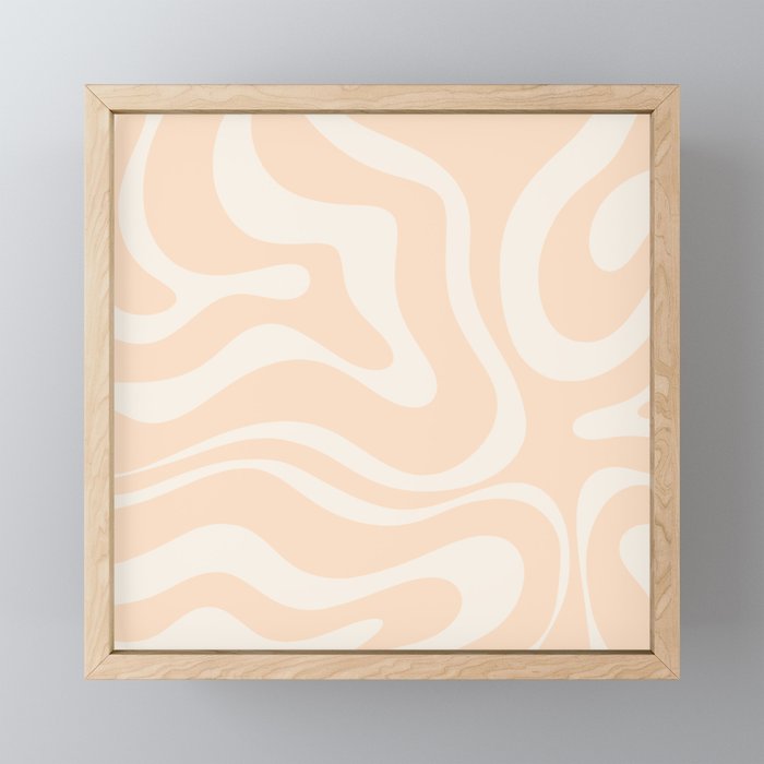 Retro Modern Liquid Swirl Abstract Pattern Square in Soft Pale Peach  Mini Art Print Gallery Image 1