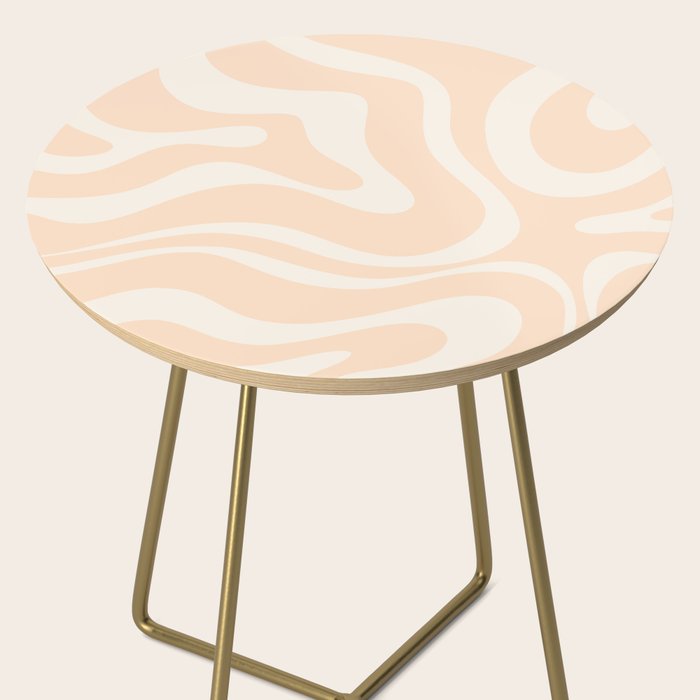Retro Modern Liquid Swirl Abstract Pattern Square in Soft Pale Peach  Side Table Gallery Image 2