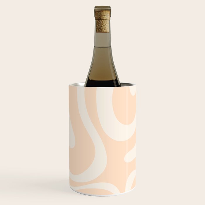 Retro Modern Liquid Swirl Abstract Pattern Square in Soft Pale Peach  Wine Chiller Gallery Image 3