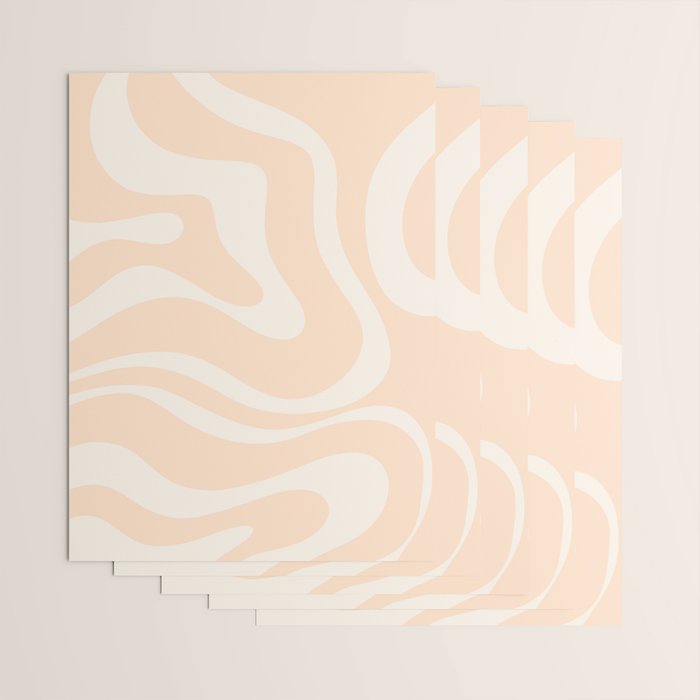 Retro Modern Liquid Swirl Abstract Pattern Square in Soft Pale Peach  Wrapping Paper Gallery Image 3