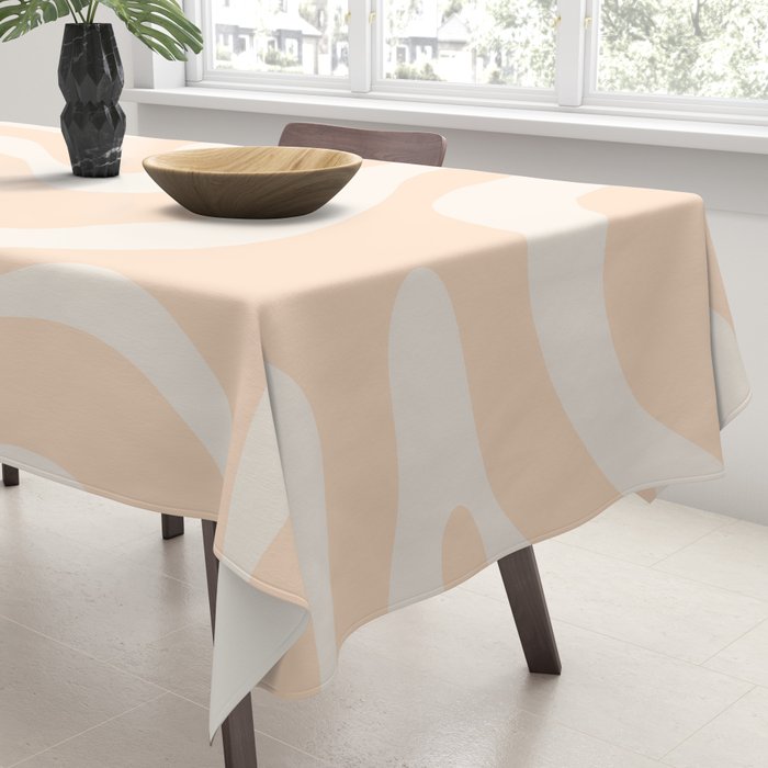 Retro Modern Liquid Swirl Abstract Pattern Square in Soft Pale Peach  Tablecloth Gallery Image 3