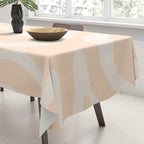 Retro Modern Liquid Swirl Abstract Pattern Square in Soft Pale Peach  Tablecloth Gallery Image 3