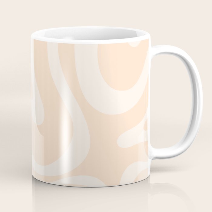 Retro Modern Liquid Swirl Abstract Pattern Square in Soft Pale Peach  Coffee Mug Gallery Image 1