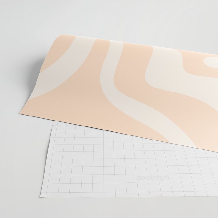 Retro Modern Liquid Swirl Abstract Pattern Square in Soft Pale Peach  Wrapping Paper Gallery Image 2
