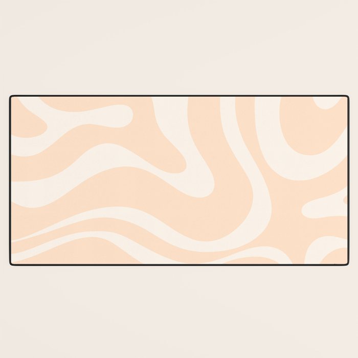 Retro Modern Liquid Swirl Abstract Pattern Square in Soft Pale Peach  Desk Mat Gallery Image 3