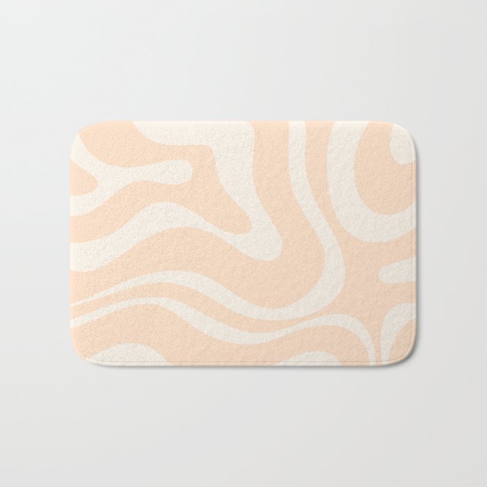 Retro Modern Liquid Swirl Abstract Pattern Square in Soft Pale Peach  Bath Mat Gallery Image 1
