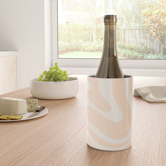 Retro Modern Liquid Swirl Abstract Pattern Square in Soft Pale Peach  Wine Chiller Gallery Image 4