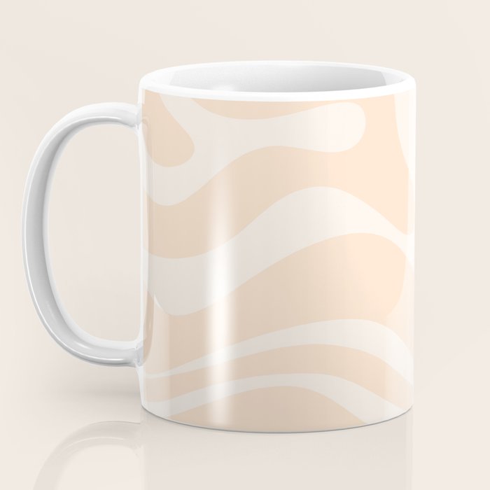 Retro Modern Liquid Swirl Abstract Pattern Square in Soft Pale Peach  Coffee Mug Gallery Image 3