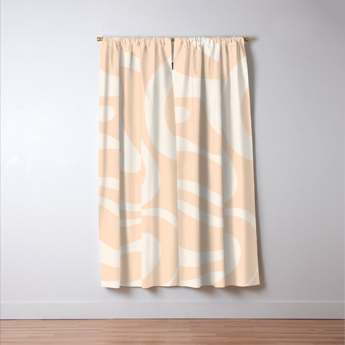 Retro Modern Liquid Swirl Abstract Pattern Square in Soft Pale Peach  Window Curtain Gallery Image 3