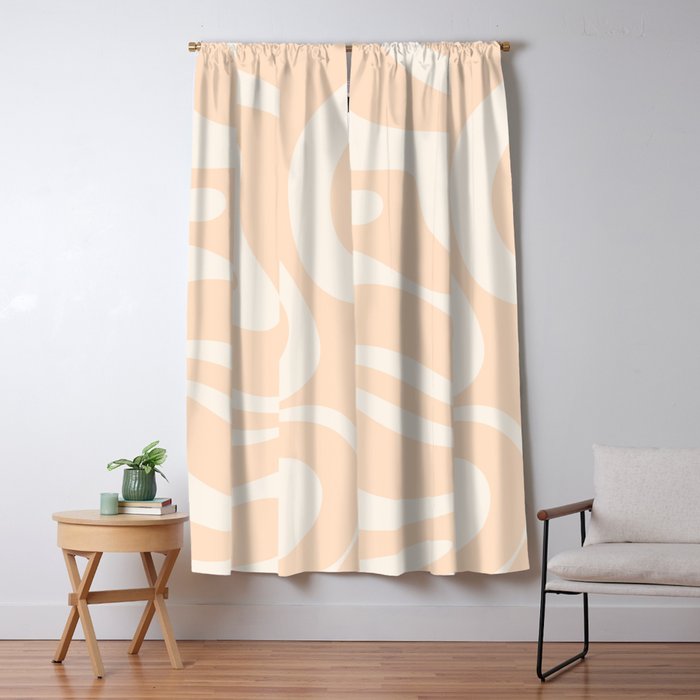 Retro Modern Liquid Swirl Abstract Pattern Square in Soft Pale Peach  Window Curtain Gallery Image 1