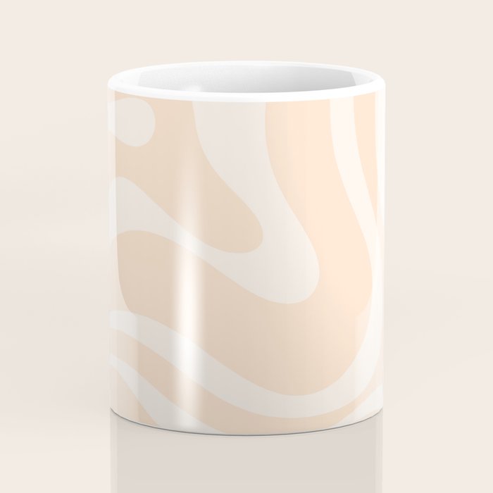 Retro Modern Liquid Swirl Abstract Pattern Square in Soft Pale Peach  Coffee Mug Gallery Image 4