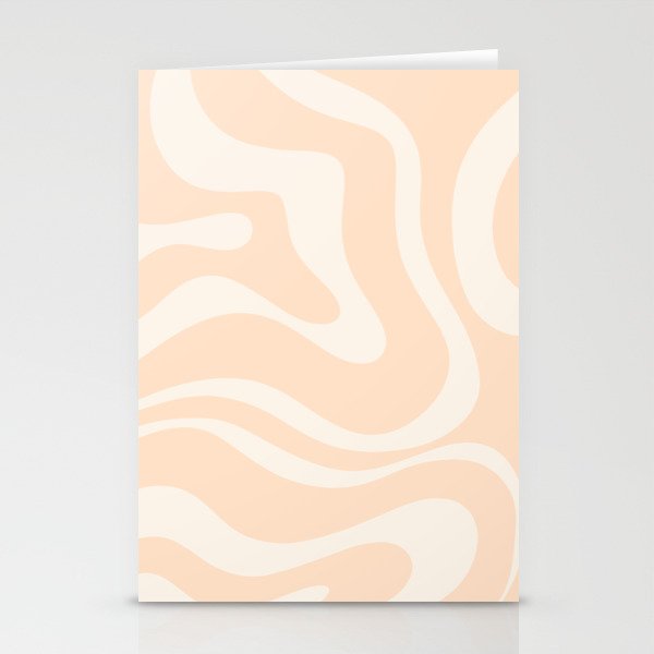 Retro Modern Liquid Swirl Abstract Pattern Square in Soft Pale Peach  Stationery Card Gallery Image 1
