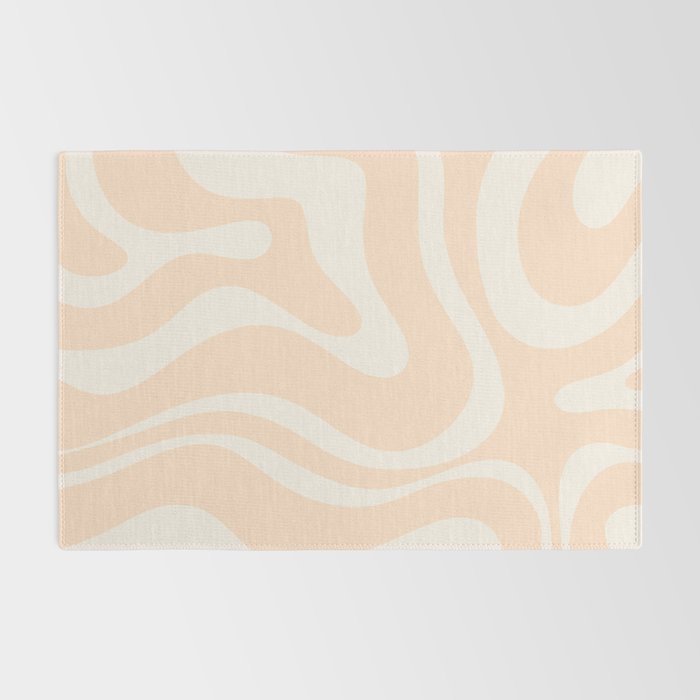 Retro Modern Liquid Swirl Abstract Pattern Square in Soft Pale Peach  Rug Gallery Image 2