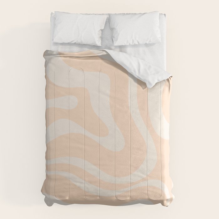 Retro Modern Liquid Swirl Abstract Pattern Square in Soft Pale Peach  Comforter Gallery Image 6