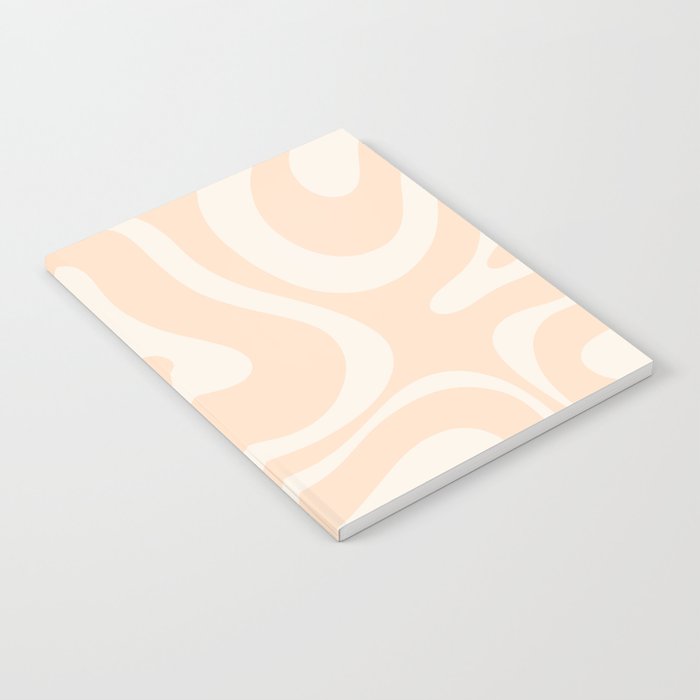 Retro Modern Liquid Swirl Abstract Pattern Square in Soft Pale Peach  Notebook Gallery Image 2