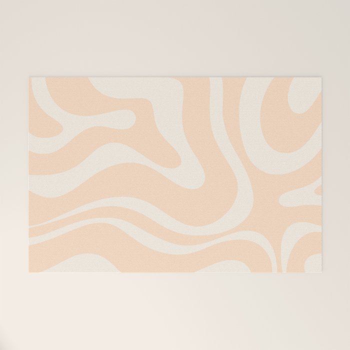 Retro Modern Liquid Swirl Abstract Pattern Square in Soft Pale Peach  Welcome Mat Gallery Image 1
