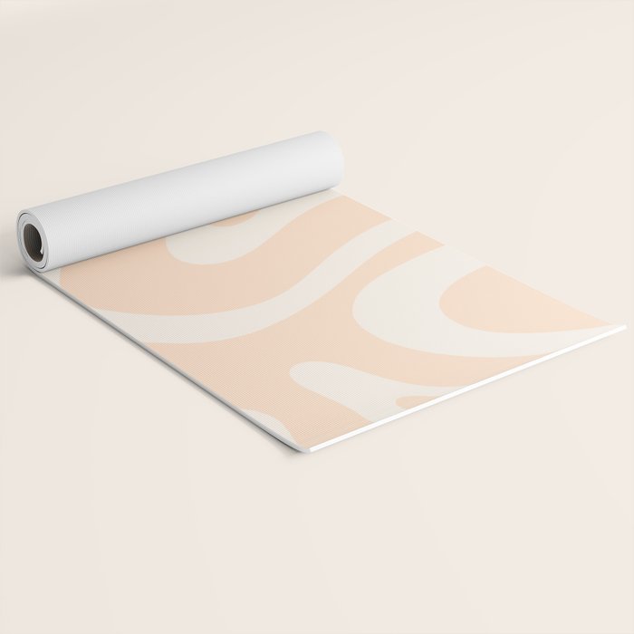 Retro Modern Liquid Swirl Abstract Pattern Square in Soft Pale Peach  Yoga Mat Gallery Image 2