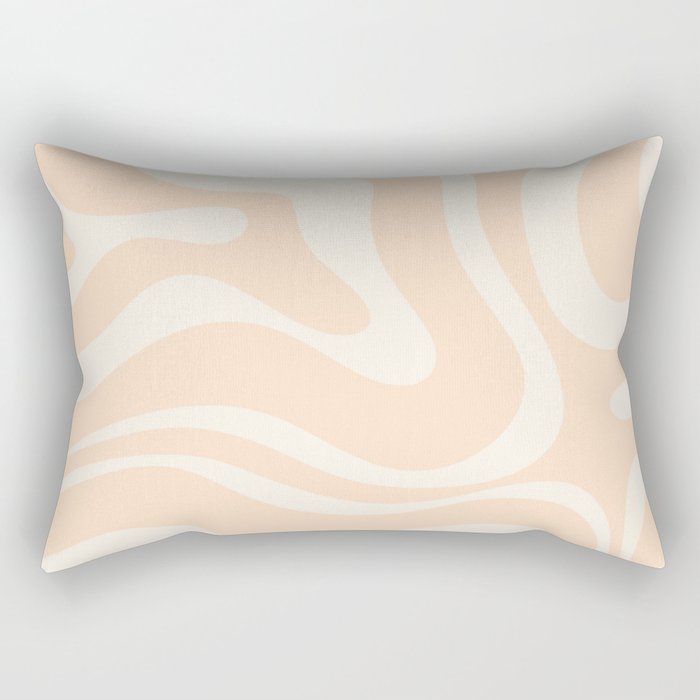 Retro Modern Liquid Swirl Abstract Pattern Square in Soft Pale Peach  Rectangular Pillow Gallery Image 1