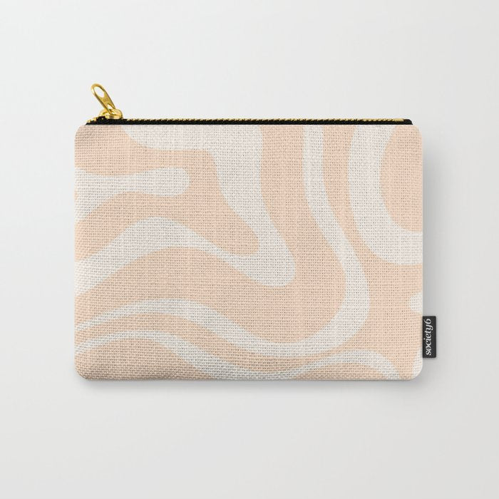 Retro Modern Liquid Swirl Abstract Pattern Square in Soft Pale Peach  Carry All Pouch Gallery Image 1