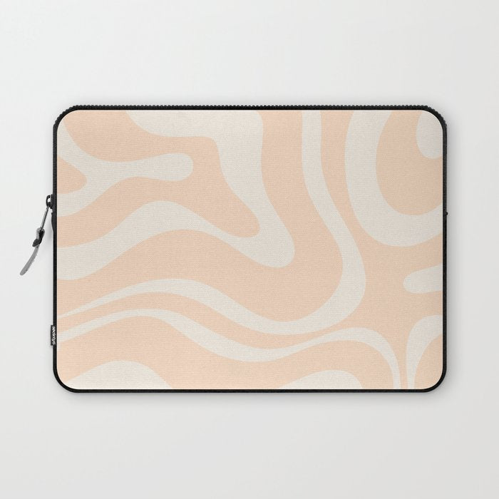 Retro Modern Liquid Swirl Abstract Pattern Square in Soft Pale Peach  Laptop Sleeve Gallery Image 1