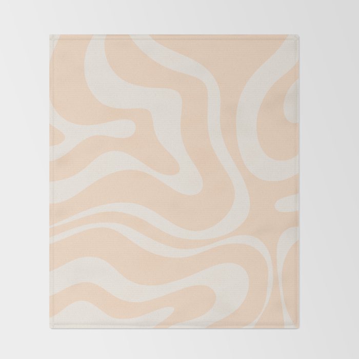 Retro Modern Liquid Swirl Abstract Pattern Square in Soft Pale Peach  Throw Blanket Gallery Image 2