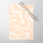 Retro Modern Liquid Swirl Abstract Pattern Square in Soft Pale Peach  Wrapping Paper Gallery Image 1