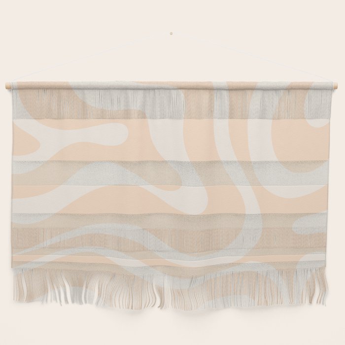 Retro Modern Liquid Swirl Abstract Pattern Square in Soft Pale Peach  Wall Hanging Gallery Image 1