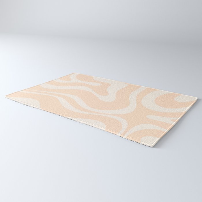 Retro Modern Liquid Swirl Abstract Pattern Square in Soft Pale Peach  Rug Gallery Image 3
