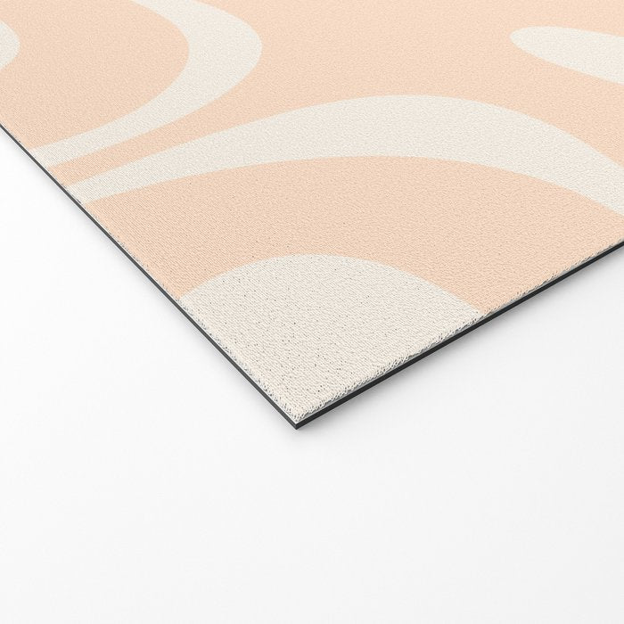 Retro Modern Liquid Swirl Abstract Pattern Square in Soft Pale Peach  Welcome Mat Gallery Image 2