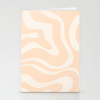 Retro Modern Liquid Swirl Abstract Pattern Square in Soft Pale Peach  Stationery Card Gallery Image 2