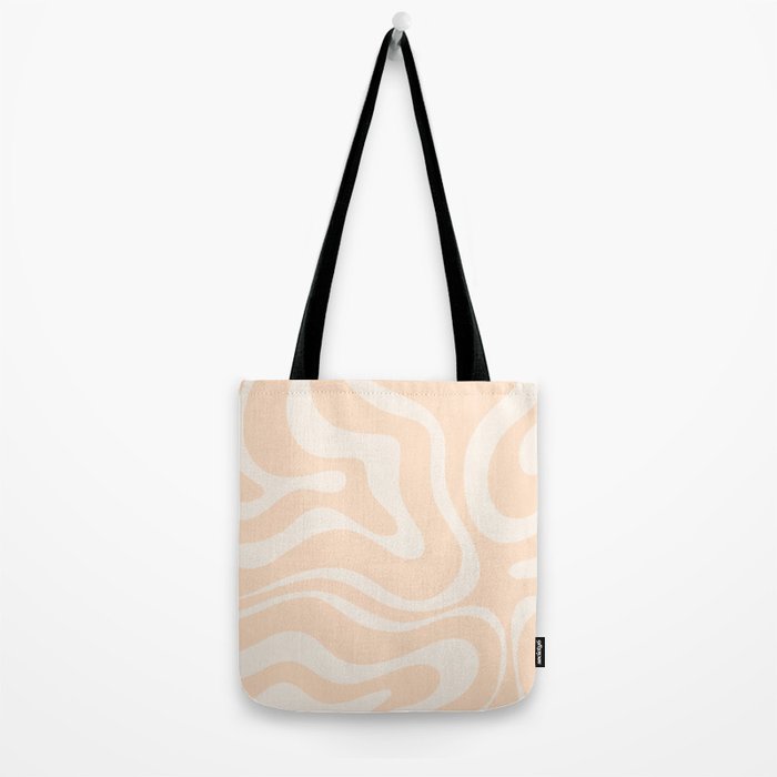 Retro Modern Liquid Swirl Abstract Pattern Square in Soft Pale Peach  Tote Bag Gallery Image 2