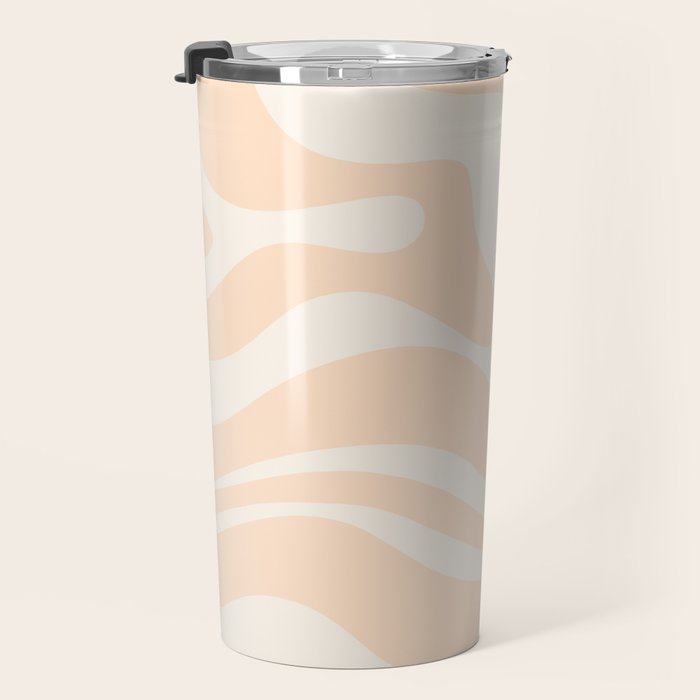 Retro Modern Liquid Swirl Abstract Pattern Square in Soft Pale Peach  Travel Mug Gallery Image 3