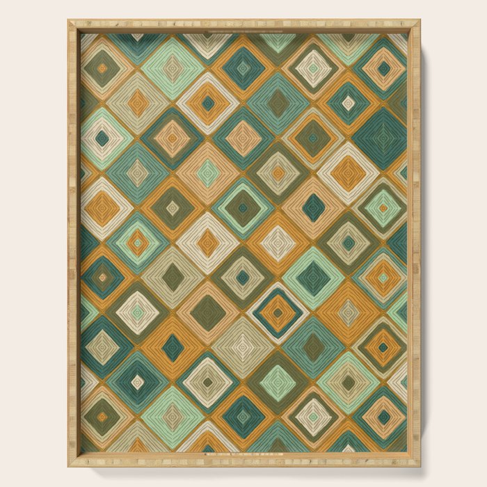 Hand-drawn Quilt #6 Serving Tray Gallery Image 1