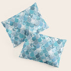 Cute Mermaid Scales, Teal and Aqua Pillow Sham Gallery Image 3