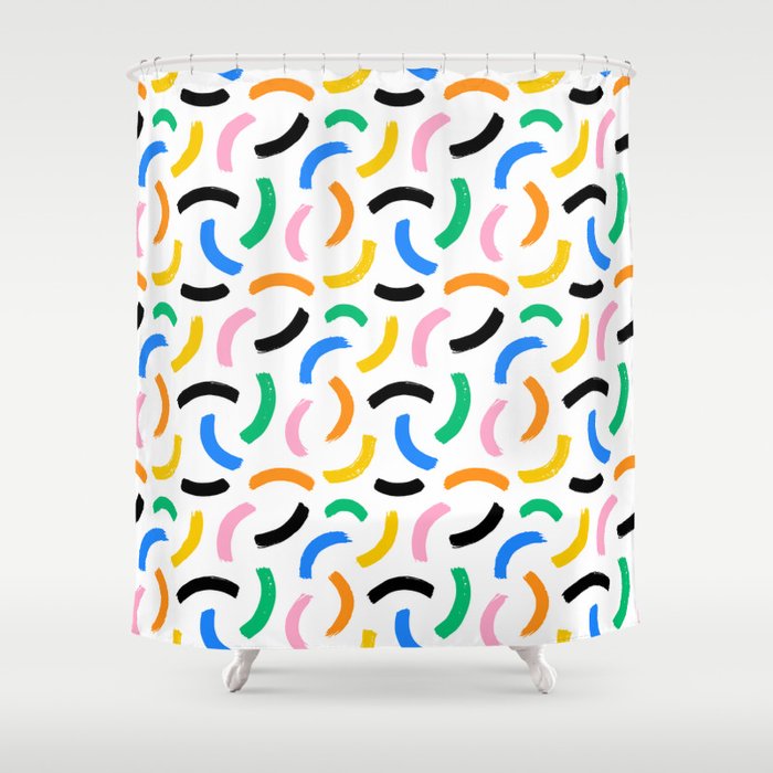 Colorful abstract brush stroke art pattern Shower Curtain Gallery Image 1