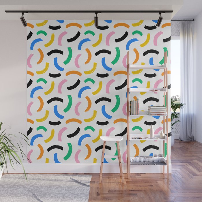 Colorful abstract brush stroke art pattern Wall Mural Gallery Image 1